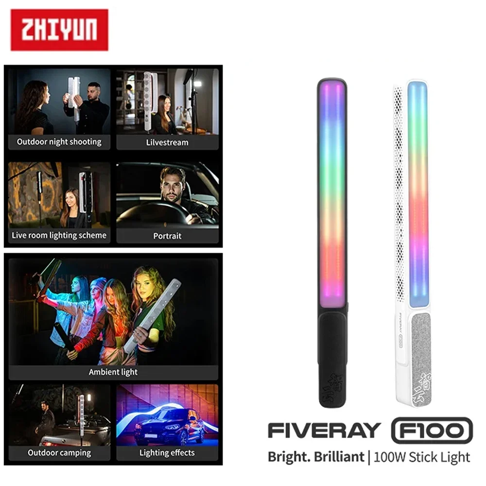 

Zhiyun FIVERAY F100 RGB Video Light Wand Stick 100W Photography 2700K-6200K Handheld Lamp For Youtube Live Streaming