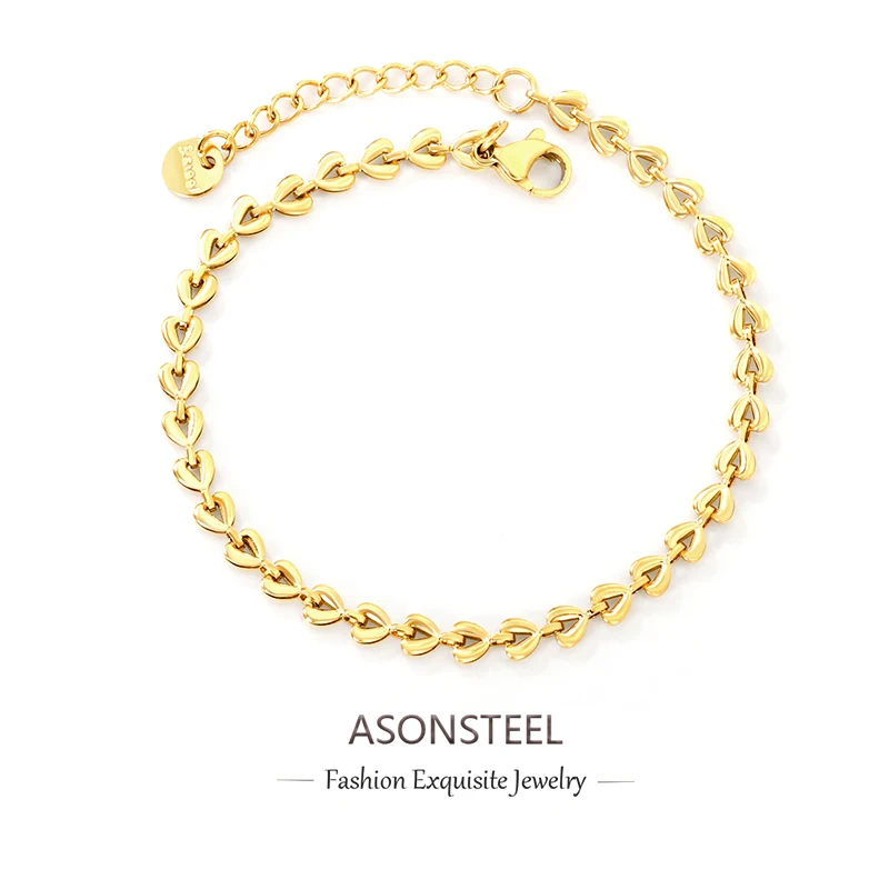 ASONSTEEL Neues Design Edelstahl Herzförmige Armbänder Vergoldetes Metall Wasserdichtes Charm-Accessoire Romantischer Schicker Schmuck