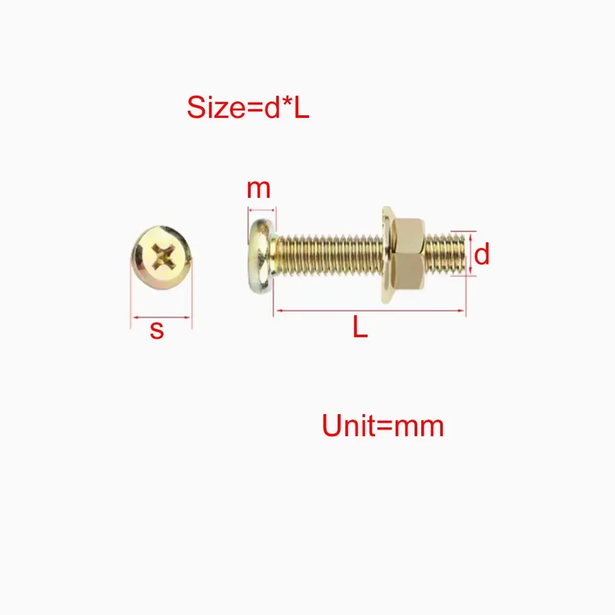 Nickel Plated Chamfered Large Flat Head Cross Screw And Nut Set/Flange Nut Color Zinc Diagonal Round Head Furniture Bolt m6m8