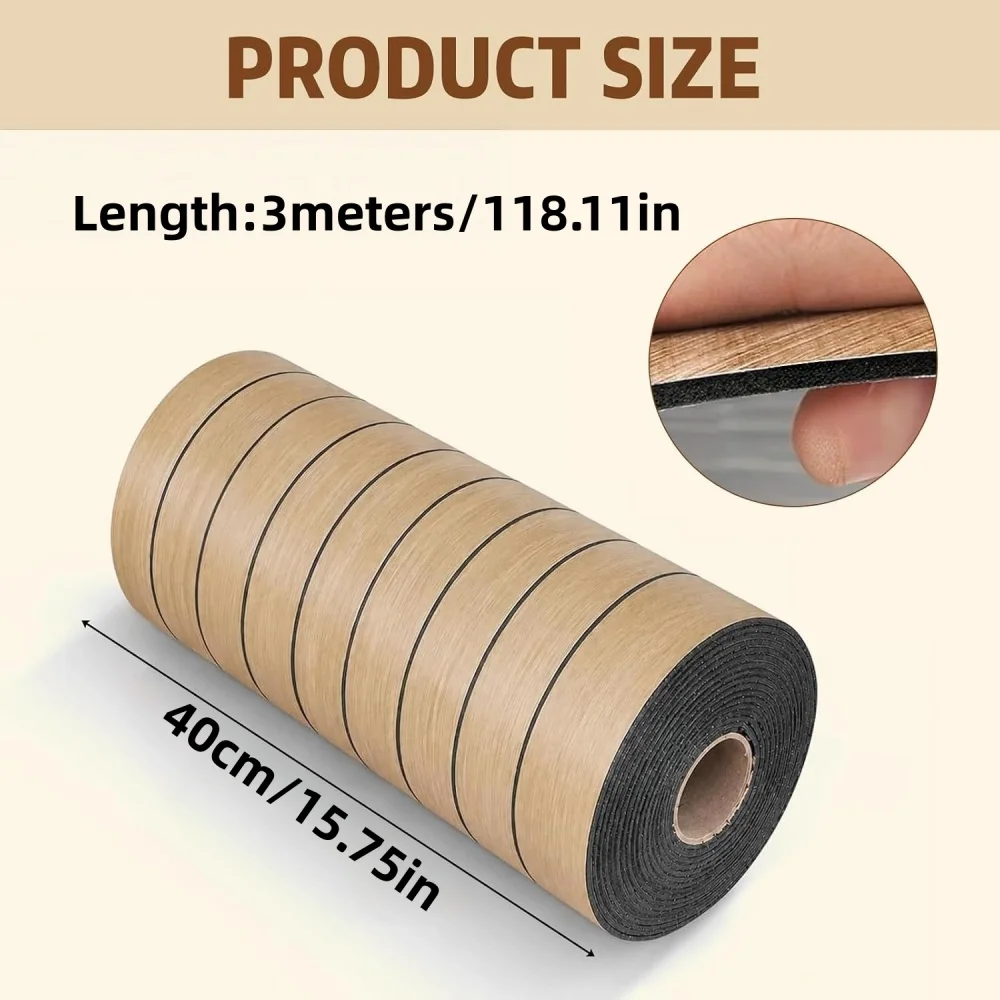 1PC Peel and Stick Wood Slat Wall Panels Flexible PVC Wood Grain Self-Adhesive Wallpaper for Bedroom, Wall & Office