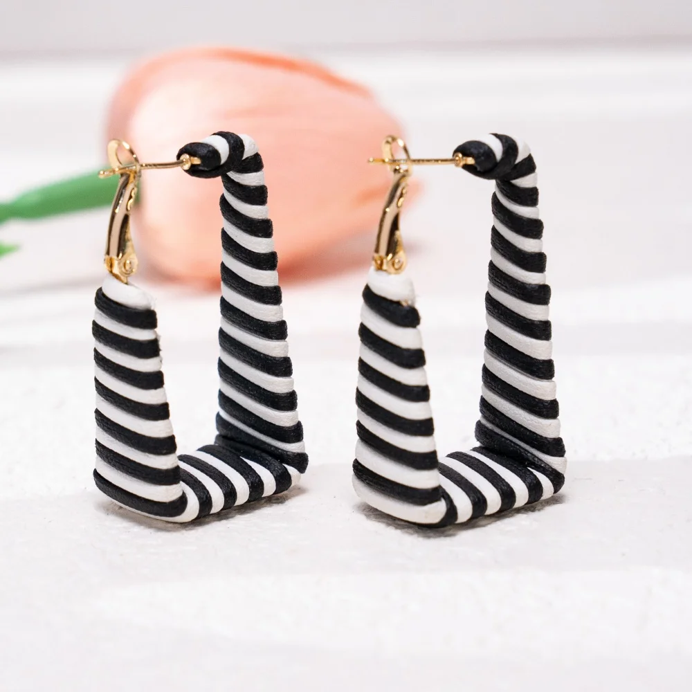 Geometrische quadratische Ohrringe, mit Leder umwickelt, Zebra-Camouflage-Leopardenmuster, Damen-Ohrringe, Schmuck – Detail 5