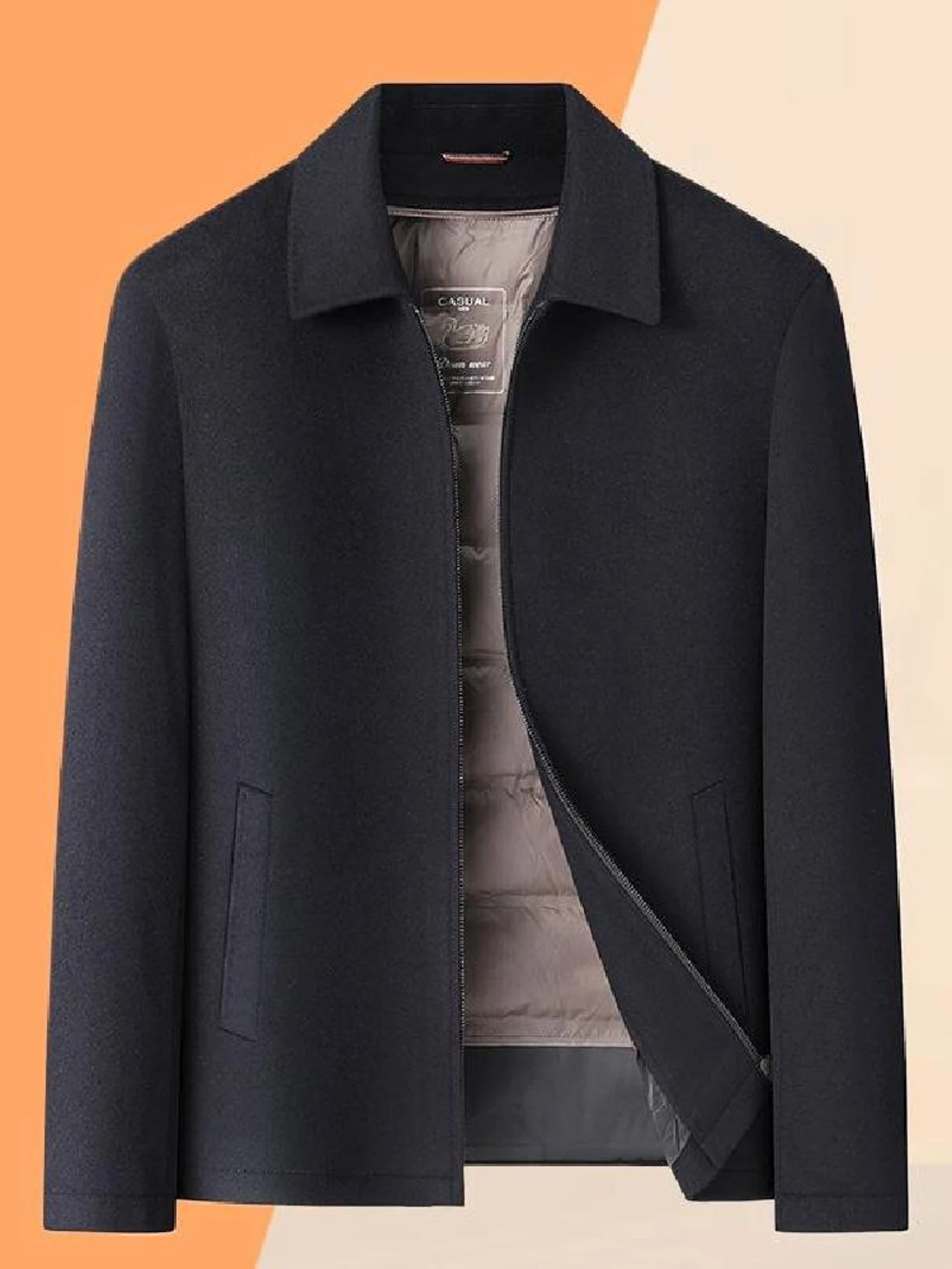 

Men's Autumn Winter Woolen Coat Detachable Inner Liner down Jaet Busin Lightweight Luxury Sle Warm Men's Woolen Coat