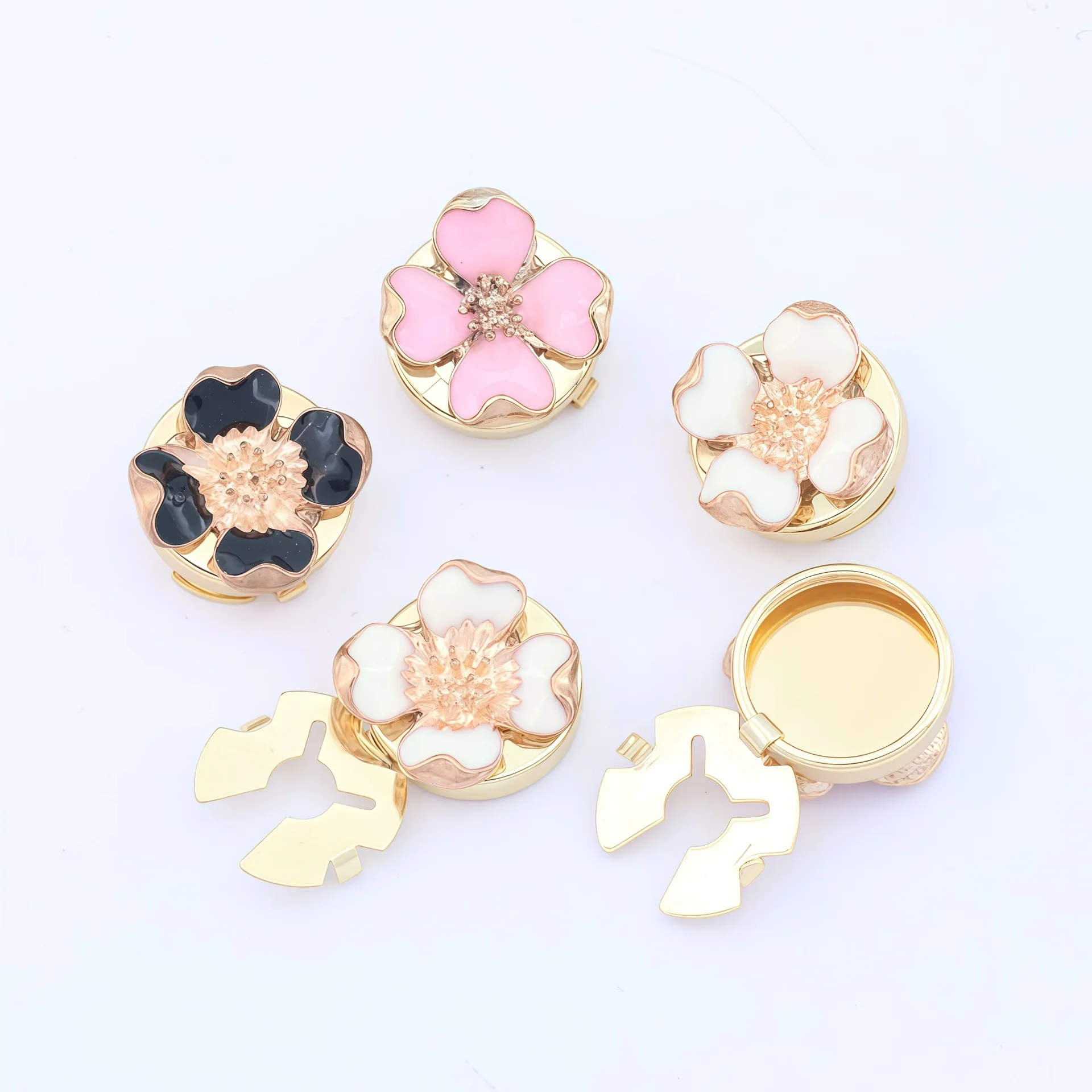 Enamel Flower Gold Base Decorative Button Covers for Women Shirt Button Cover Elegant Blouse Accessories Wedding Gift for Her