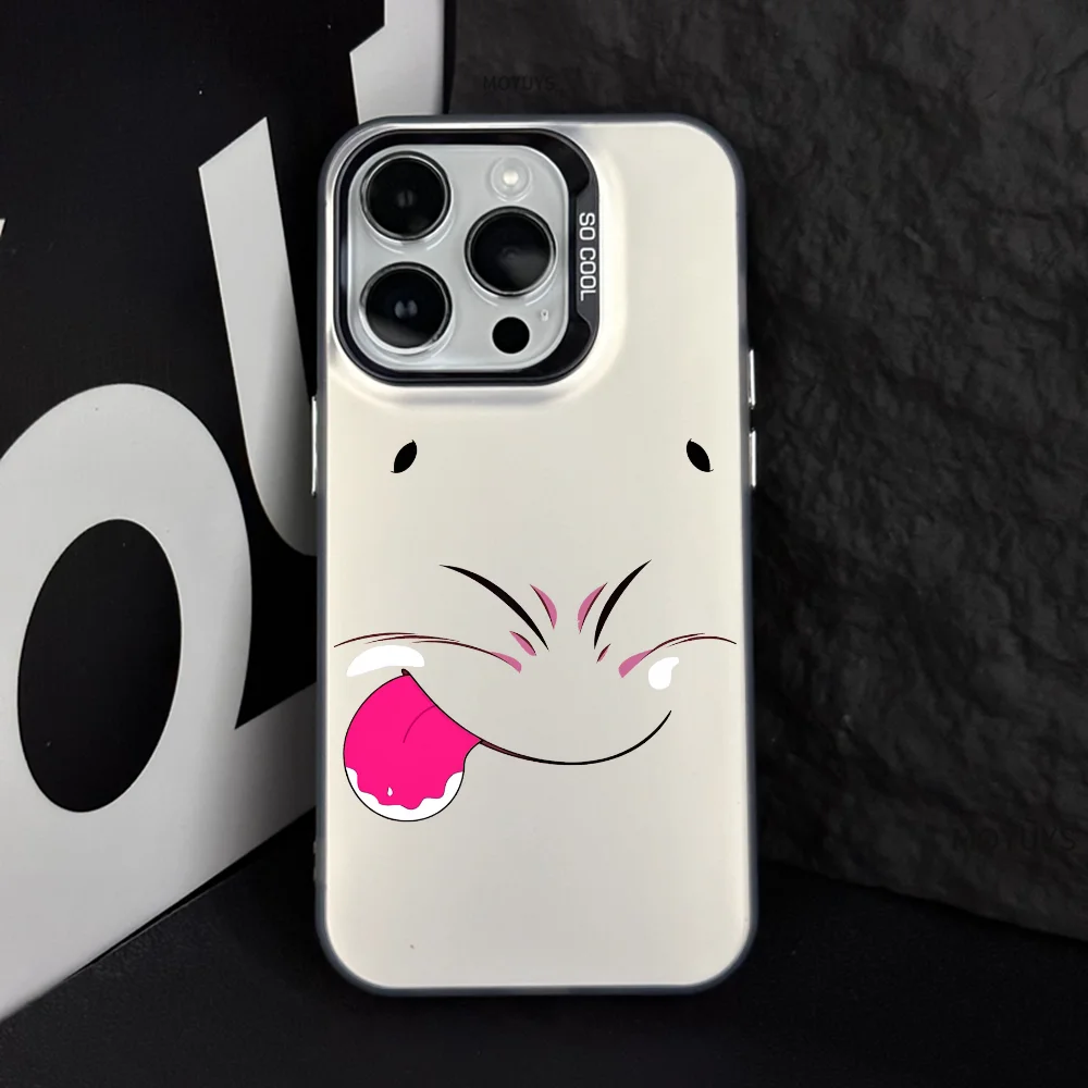 Cute Cartoon Face Phone Case IMD Color Silver Shell For IPhone 16 15 14 13 12 Pro Max Plus