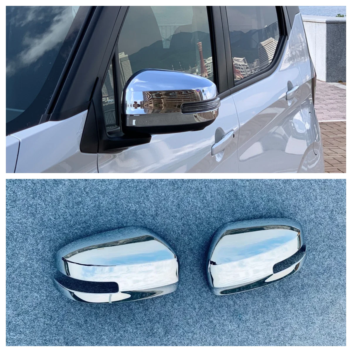 

For Nissan Dayz Roox For Mitsubishi EK 2021 2022 2023 ABS Chrome Side Door Rearview Mirror Cover Trims Sticker Car Accessories