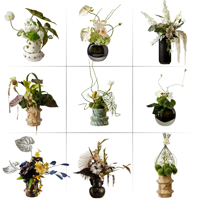 

Букет из стабилизированных цветов: художественная композиция для декора гостиной и спальни, набор из красных пальмовых листьев и сухоцветов