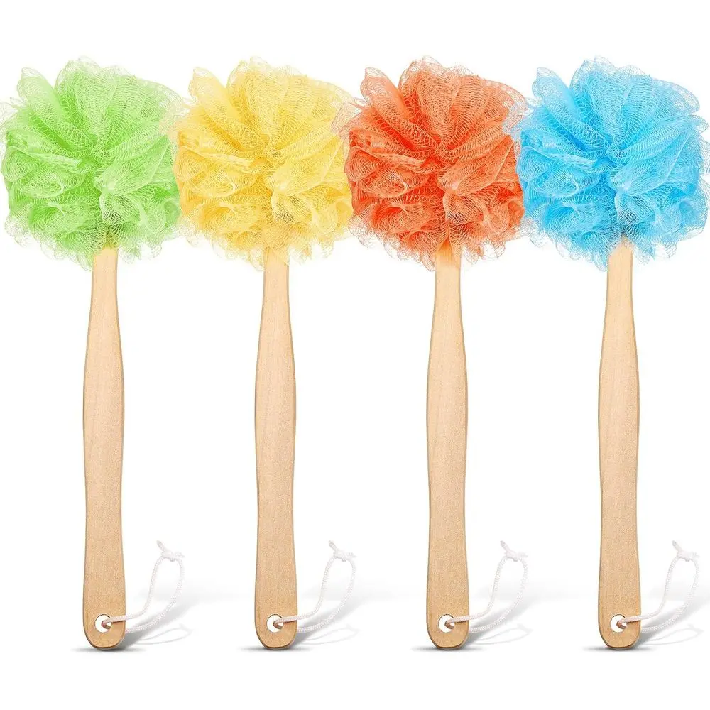 

Long Handled Bath Sponge with Exfoliating Mesh for Back Scrubbing - Blue, Orange, Yellow, Green