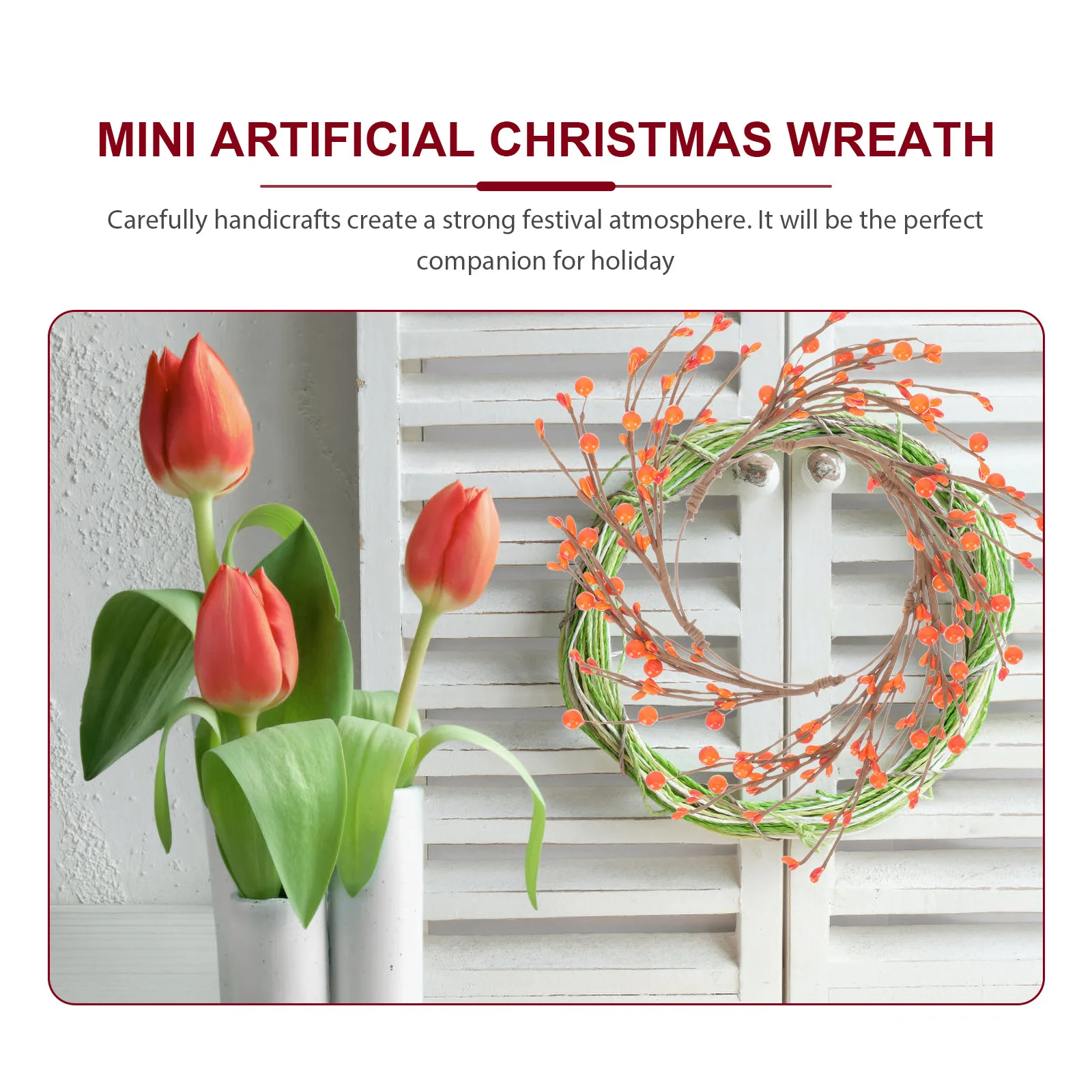 

Ring Wreath Xmas Red Berries Door Wall Decor Christmas Festival Party Decoration Christmas Wreaths