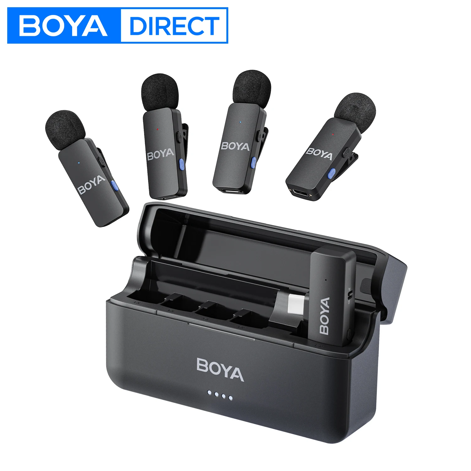 

BOYA BY-V4 Wireless Lavalier Microphone for iPhone 15/16 Series Type C Smartphone 4-Channel Lapel Mic for Youtube Recording Vlog