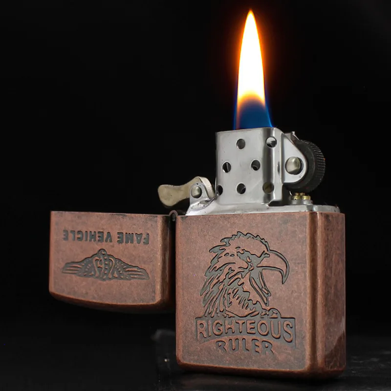 

Vintage Style Retro Lighter Red Brass Engraved Creative