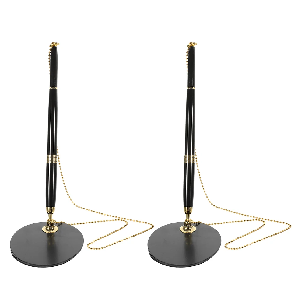 

2pcs Business Desk Fixed Counter Signature Pen Smooth Writing Gel Ink Pen Ergonomic Design For Office Reception And Retail Use