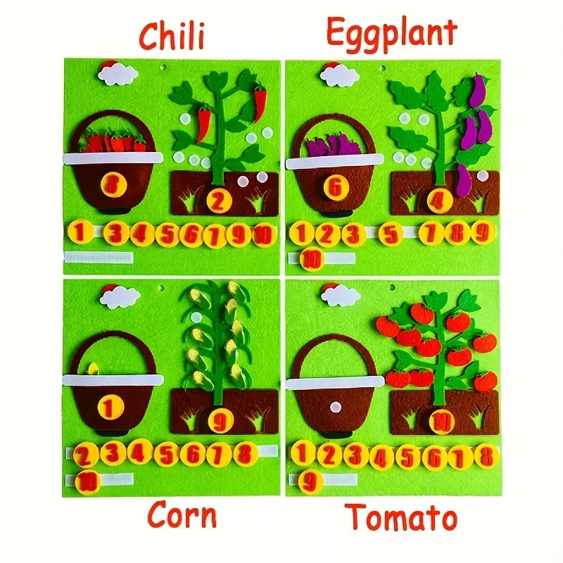 Picking Vegetables Kids Montessori Math Toys DIY 3D Puzzles Digital Education Kindergarten Early Learning Gifts