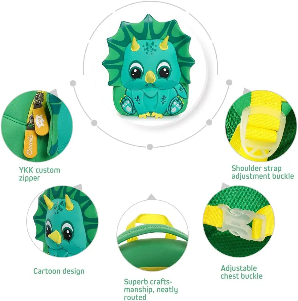 Bonita mochila escolar de dinosaurio con arnés de seguridad para niños pequeños, mochila para guardería, gran regalo y regalos