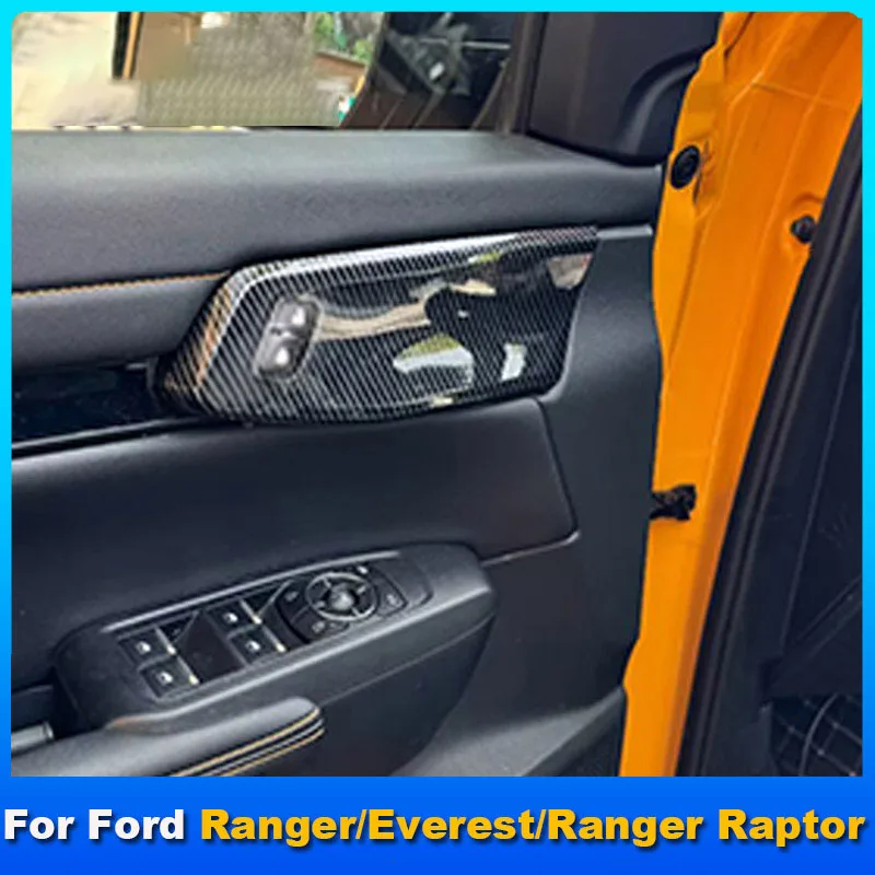 

For Ford Ranger T9 Raptor Everest 2023 2024 ABS Carbon Fiber Door Handle Decorative Protective Cover Frame Interior Accessorie