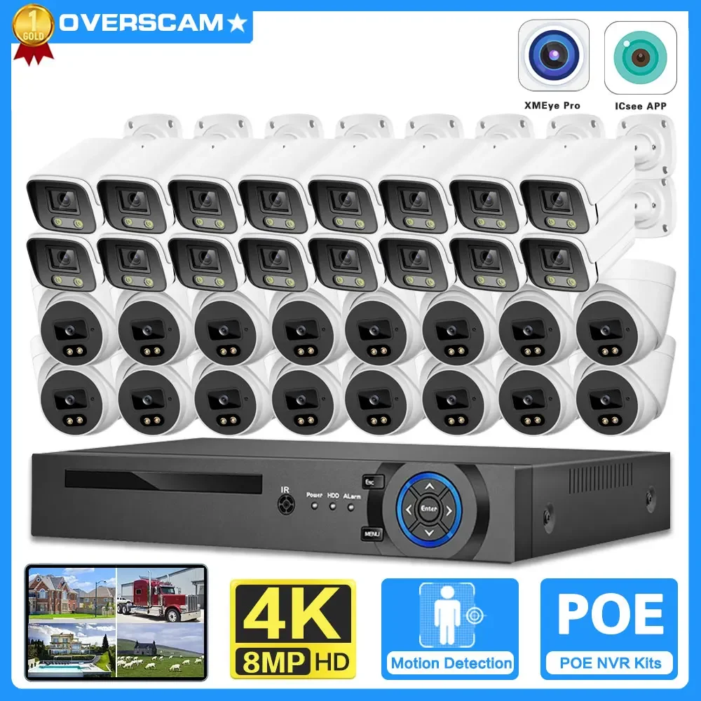 

32CH 4K Security Surveillance System 8MP PoE Camera Kit Smart AI Detection Color Night Vision Playback CCTV Protection Cam Set