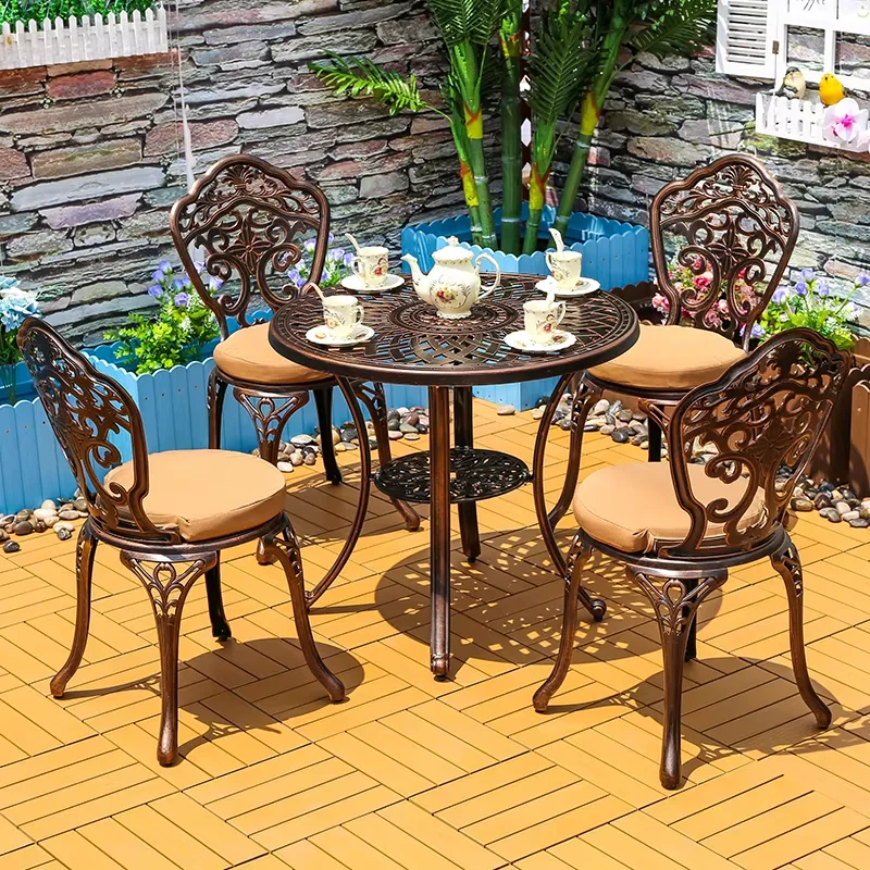 New Cast Aluminum Chair Waterproof Patio Outdoor Chair Rust-Resistant Metal Chairs for Balcony Backyard Garden leisure Urniture