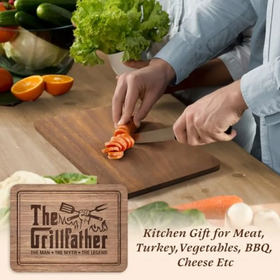 Novelty Gifts for Dad- Engraved Walnut Grill Cutting Board 11"*8.5"- Thoughtful Birthday Gifts for Dad/Father/Step Dad from Dau