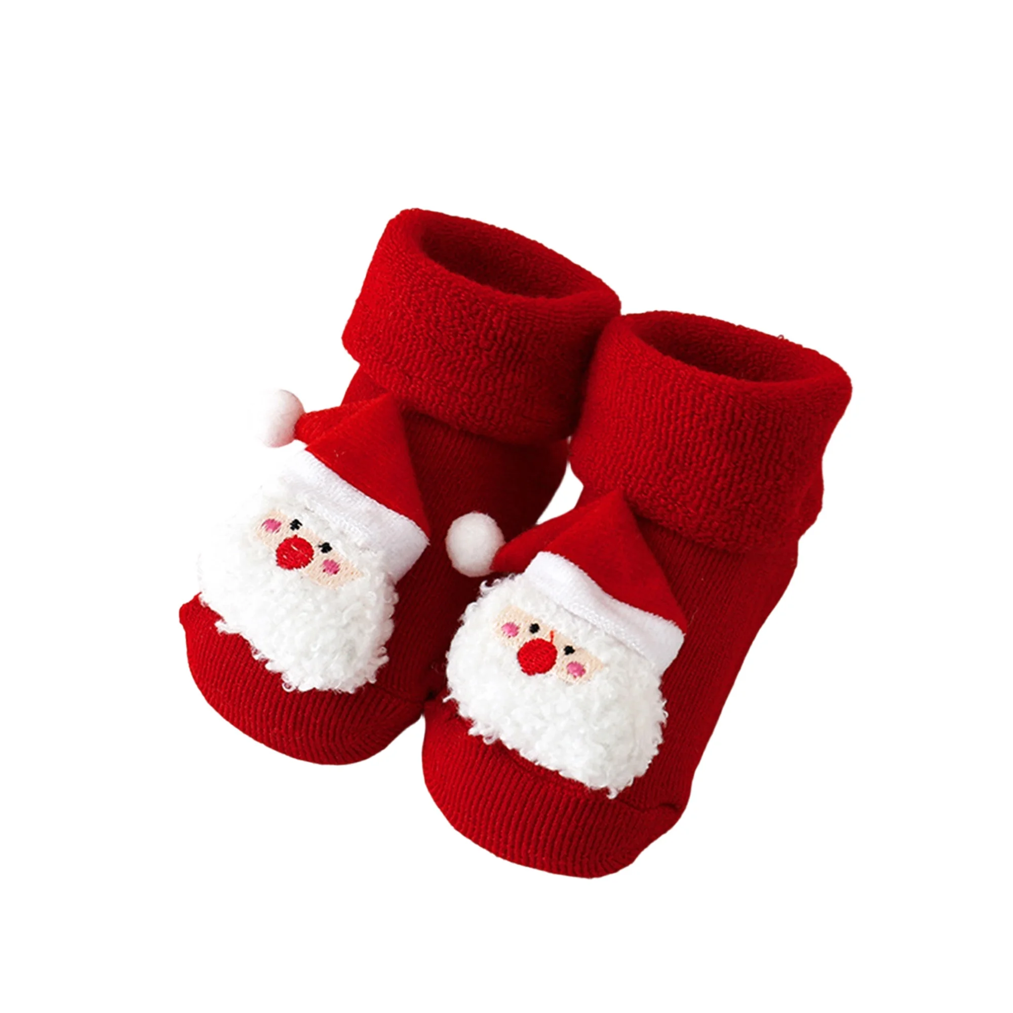 

Baby Christmas Walking Socks Cute Santa Snowman Tree Decor Non-Slip Slippers Warm Boots