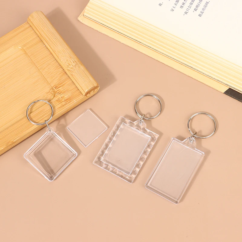 10pcs Transparent Photo Frame Keychain Tassels Snap-In Custom Insert Photo Acrylic Blank Keyring Clear Blank Picture Pendant