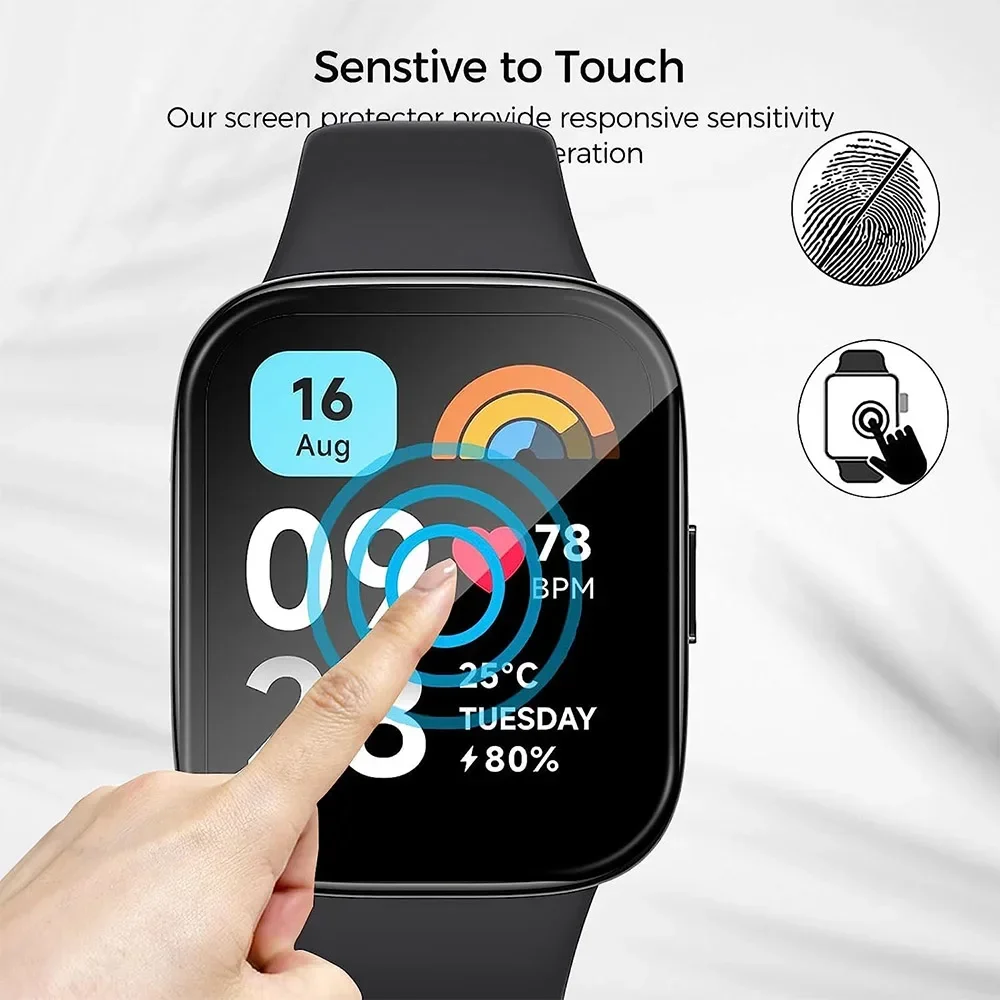 3PCS Protective Glass For Xiaomi Redmi Watch 3 Active 9D Curved Soft Screen Protector Not Glass For Redmi Watch3 Lite Smartwatch