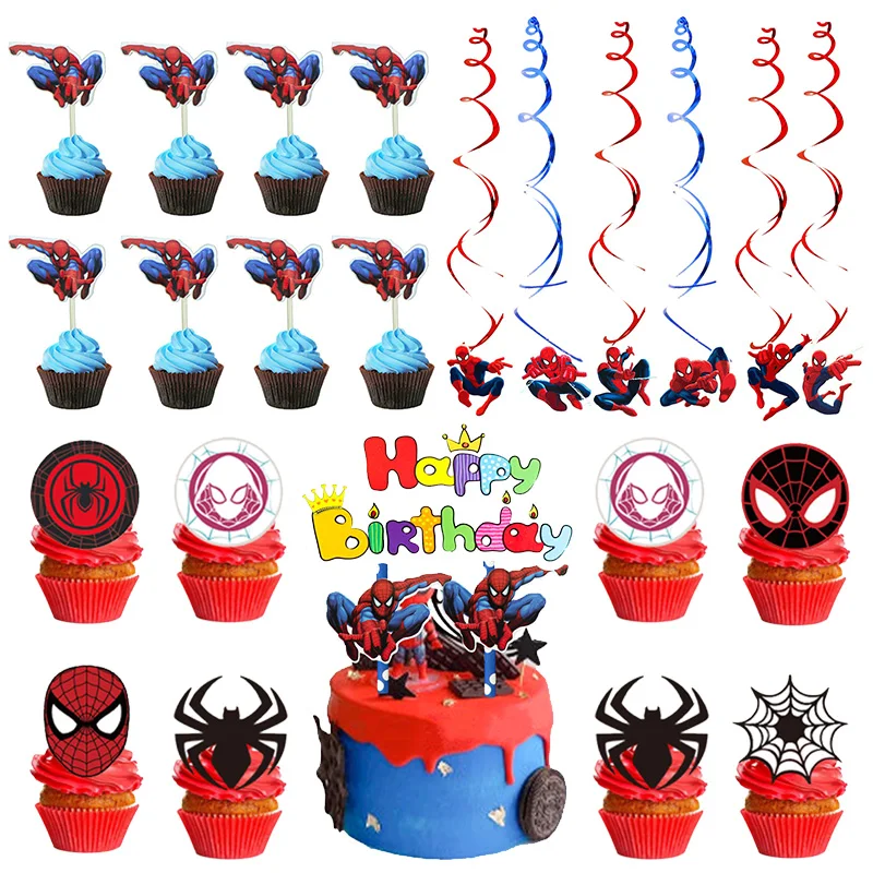 SpiderMan Birthday Party Decorations Balloons Disposable Tableware Plate Cup Spider Theme Event Party Supplies for Boy Kids Gift