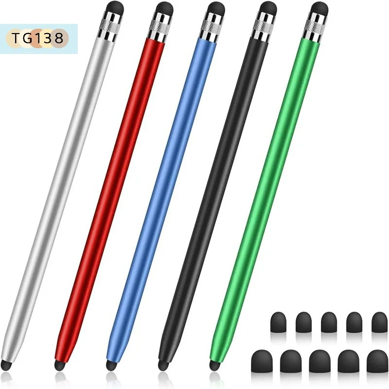 【New】Universal Pencil Double Silicon Head Touch Capacitive Screen Stylus Caneta Capacitive Pen For Tablet Smartphone