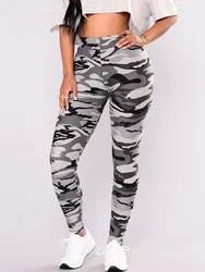 Pantalones de camuflaje con estampado para mujer, mallas Push Up de cintura alta, ropa de gimnasio gris y verde, envío directo