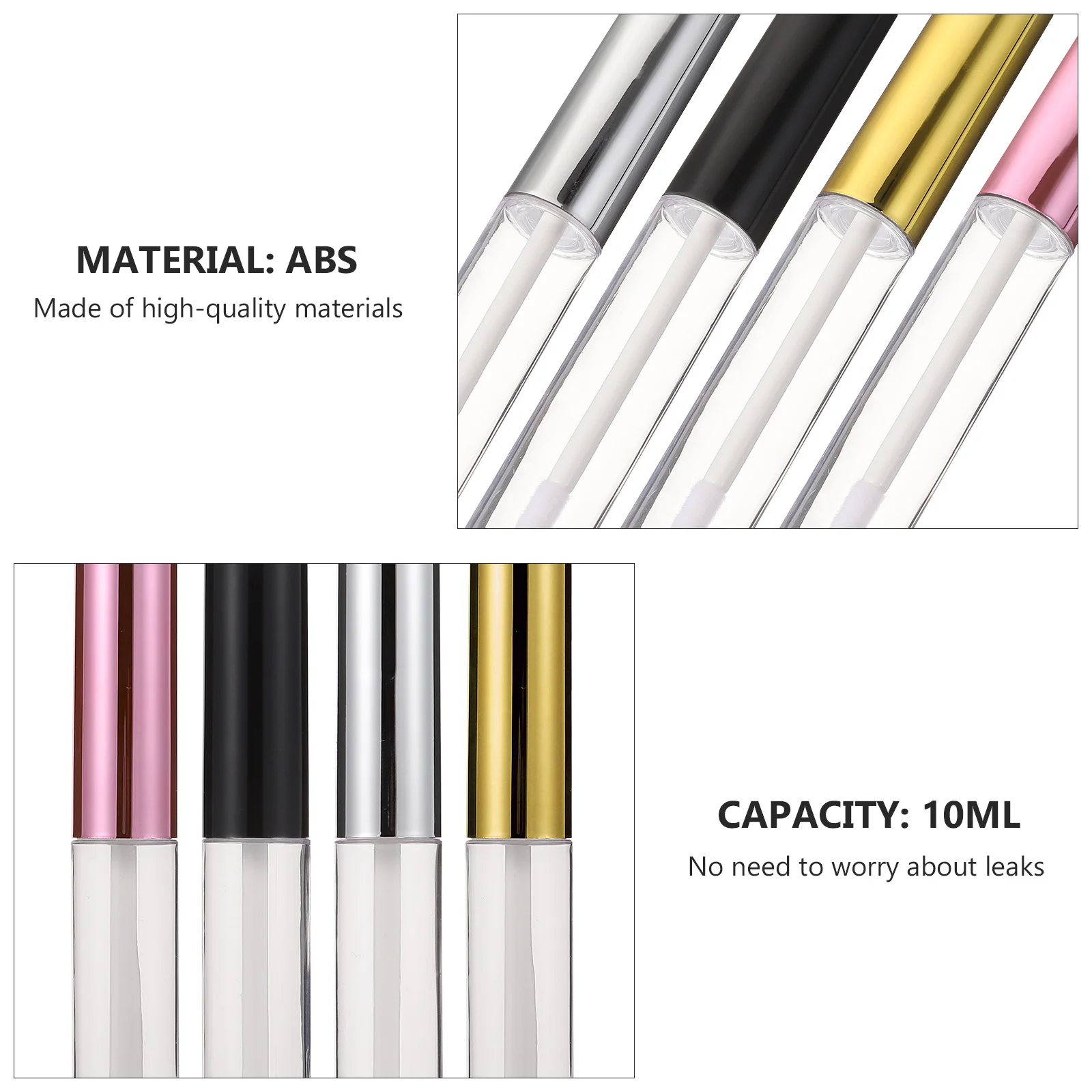 40Pcs Clear Refillable Lip Gloss Tubes Portable Leak Proof Empty Containers with Brush Head Travel Lip Balm Bottles