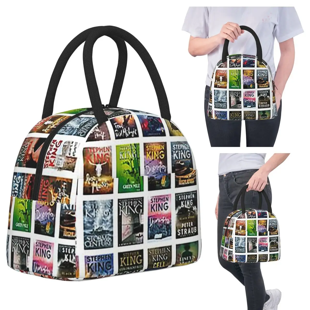 

Complete Works Of Stephen King Insulated Lunch Bag for Kids School Cooler Thermal Food Box Tote Leakproof Lunch Boxes Container