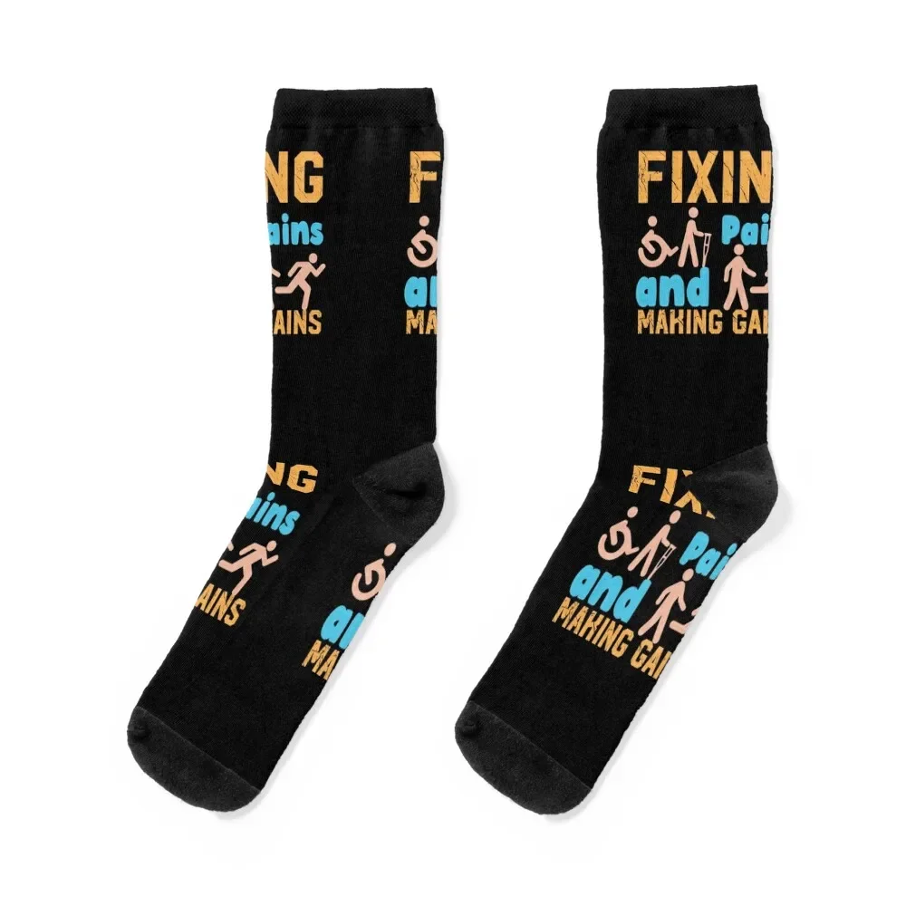 Physical Therapist-Fixing Pains and Making Gains Socks hiphop Antiskid soccer Socks Men's Women's