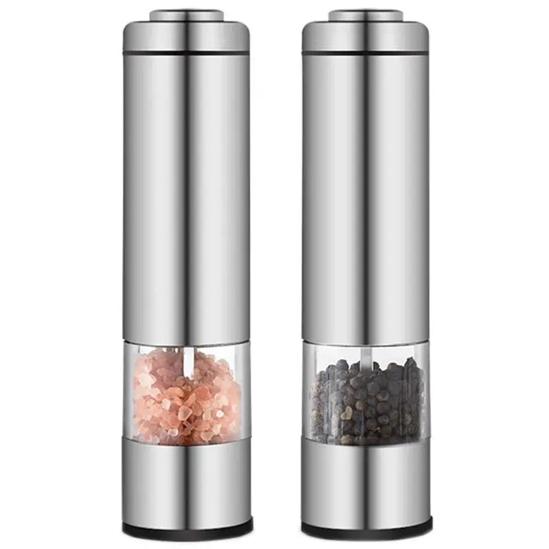 Electric Pepper Mill,Kitchen Salt and Pepper Grinder,One-Hand Operation,LED Light,With Steel Frame,Automatic Gravity Spice Mill