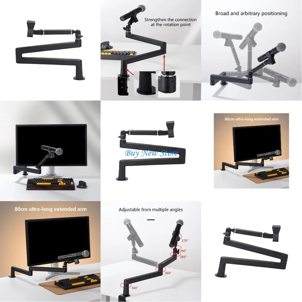 

20CE Nonslip Cantilever Boom Arm Mic Stand Clamp Bracket To Prevent Movement And Ensure Equipment Safety Black