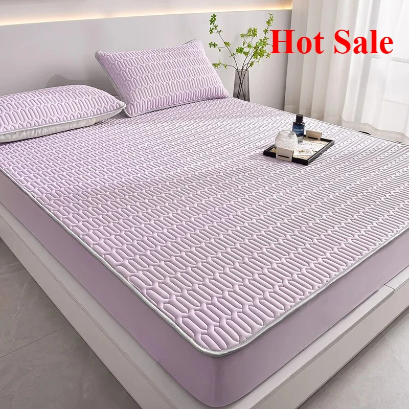 

2025 New summer simple latex mat three-piece set household summer thickened mattress ice silk latex mat solid color simple