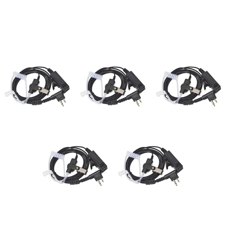 5X Covert Acoustic Tube Security Bodyguard Earpiece Headset PTT Mic Compatible For Motorola CP040 DP1400 GP68 GP88