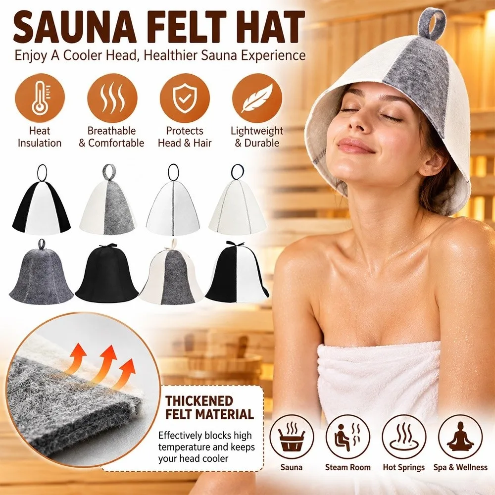 Gifts Felt Sauna Hat Absorbent Thickened Felt Sauna Cap Anti Heat Protective Steam Room Cap Unisex