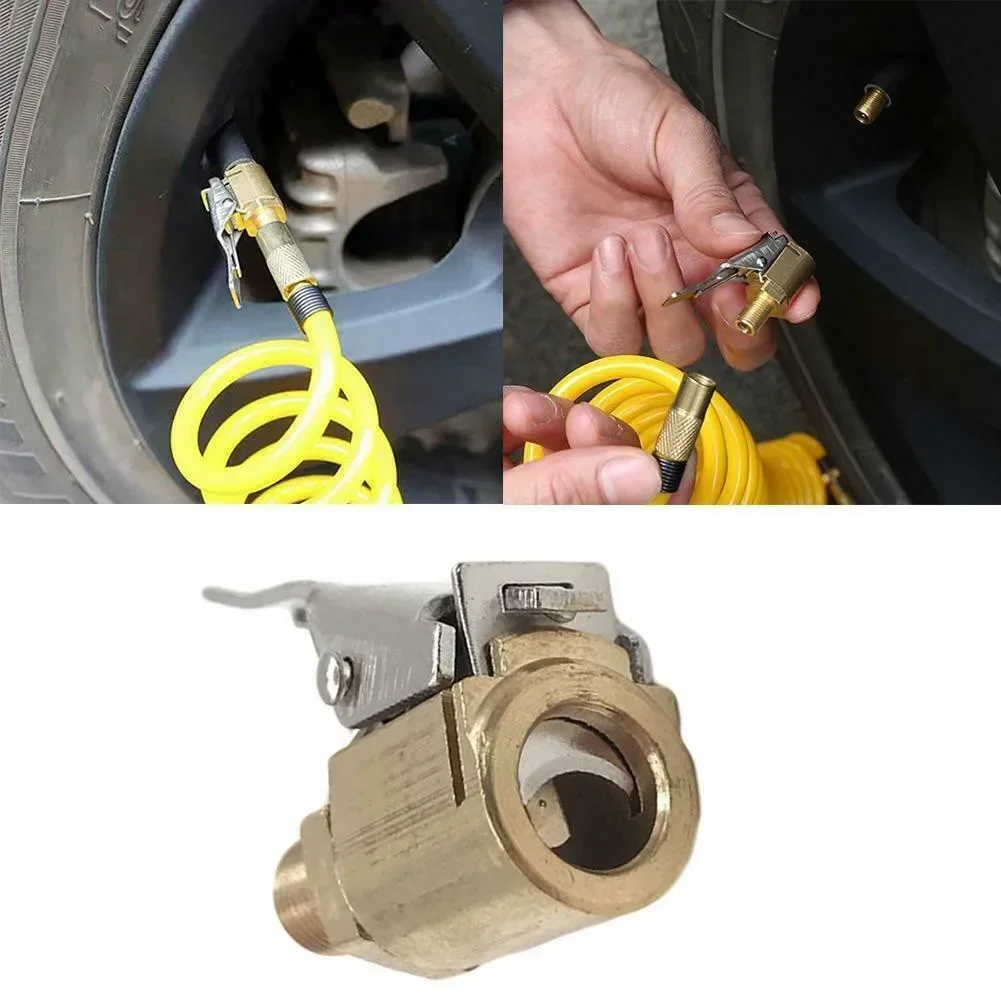 Car Inflatable Connector Air Pump Clip Car Tire Inflator Valve Accessories Pure Metal Nozzle Quick Adapter Connector