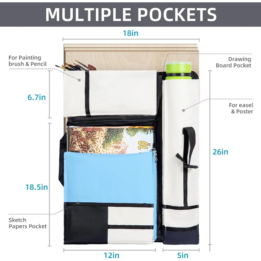 JJRING-funda de portafolio de arte, mochila de cartera de artista de lona para almacenamiento de dibujo grande al aire libre, carteles, impresiones, pinceles, Artwo