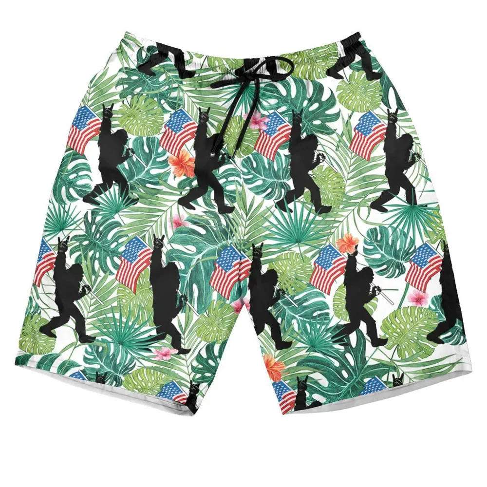 

HX Bigfoot Tropical Hold Флаг США Гавайские короткие модные брюки с принтом Летние повседневные шорты в стиле Харадзюку Мужская одежда Прямая поставка