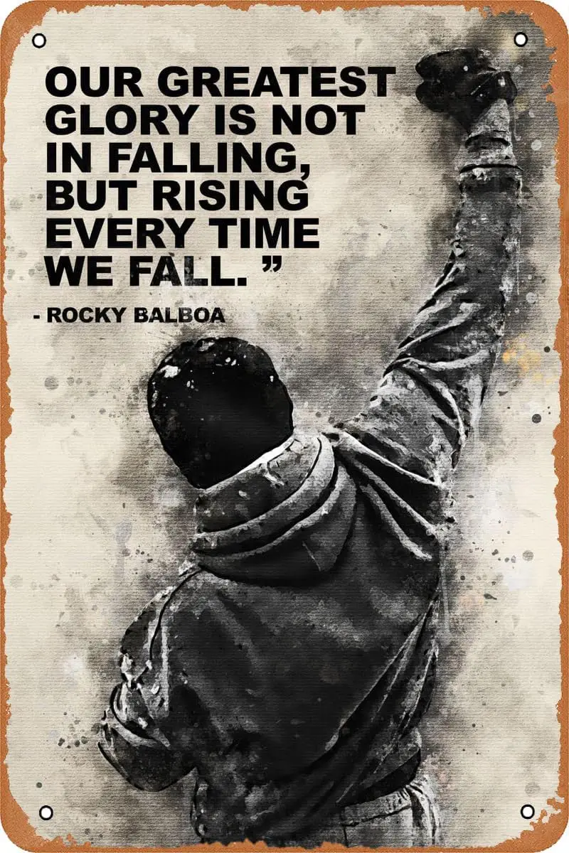 Balboa Quote Motivational Movie Poster Vintage Tin Sign for Cafe Bar Gym Club Office Man Cave Bedroom Home Wall Art Decor