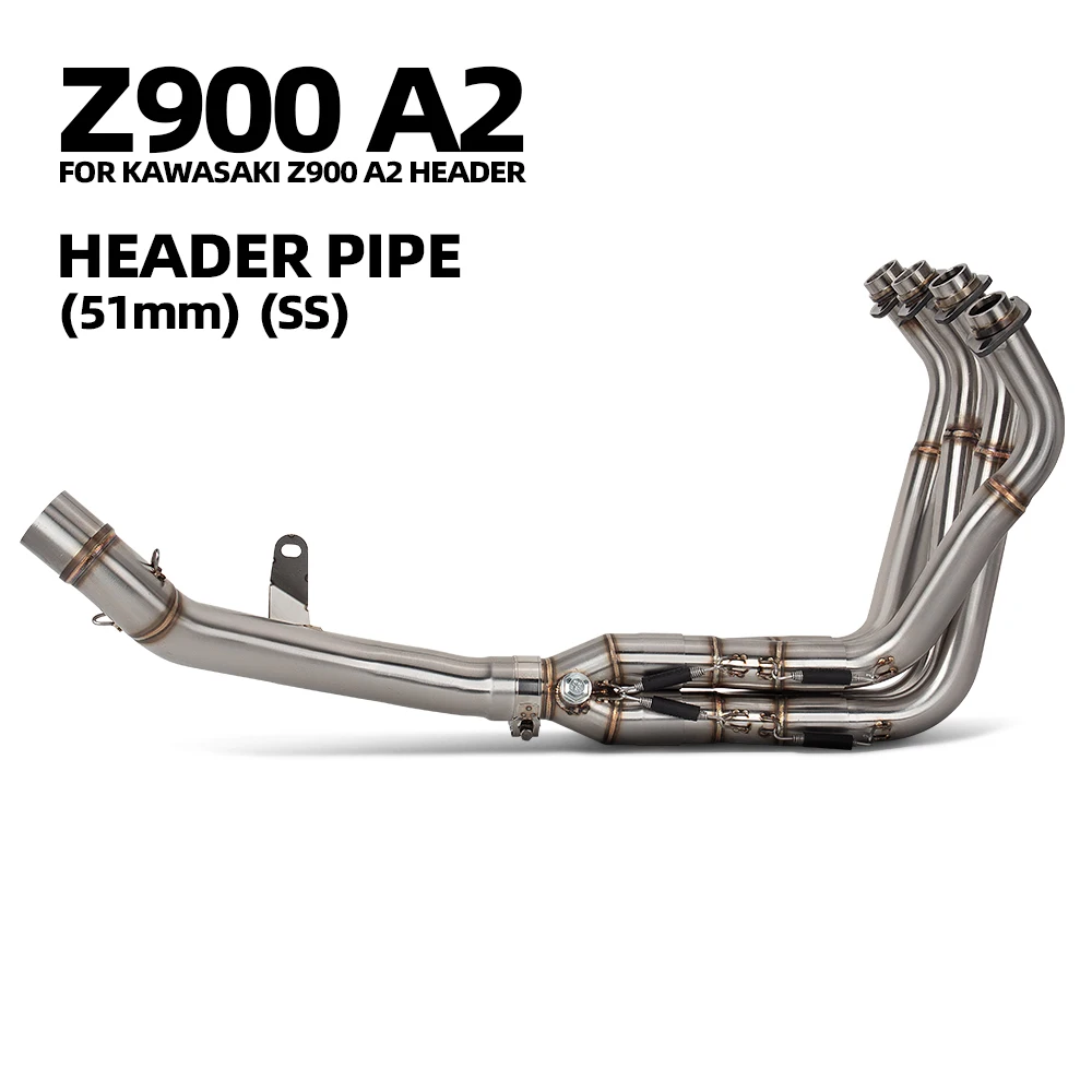 

Motorcycle Exhaust Front Link Pipe For Kawasaki Z900 A2 2017-2023 Stainless 51mm Header Tube