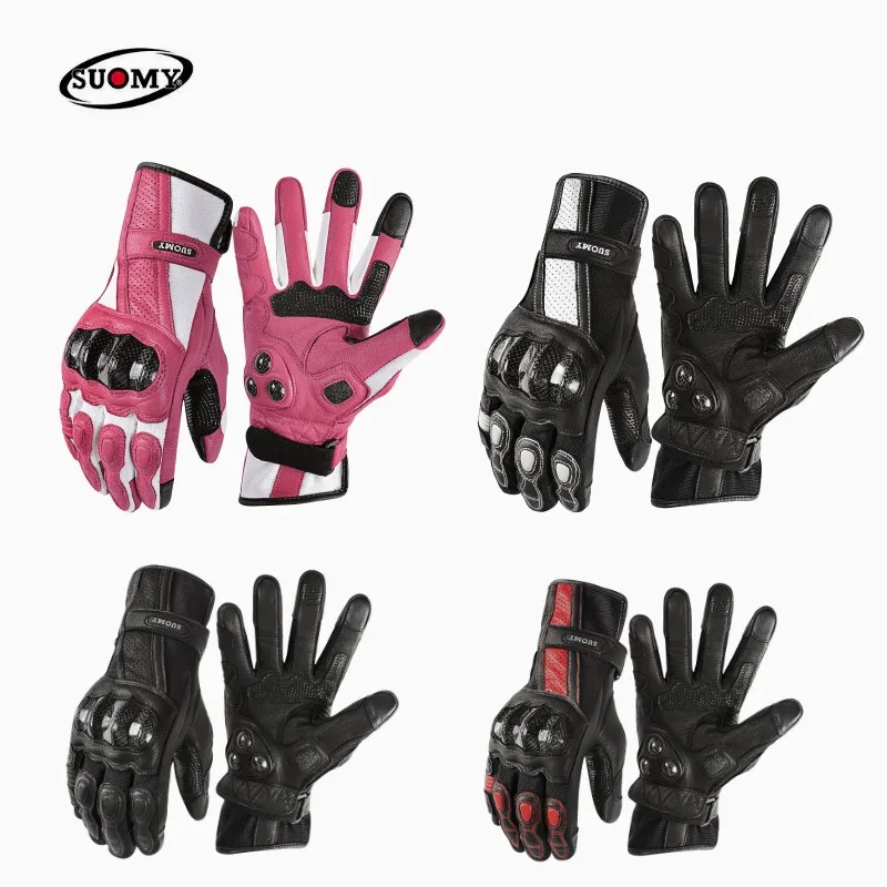 

Women XS-2XL Suomy SU-17 Pink Goatskin Motorcycle Gloves Long Full Finger Scooter Electric Bike Cycling Racing Motocross Luvas