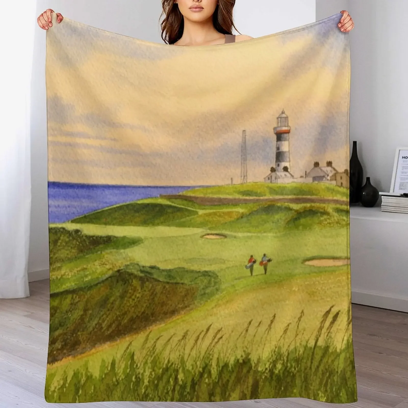 Old Head Golf Course Ireland Hole 4 Throw Blanket Travel Beach Blankets