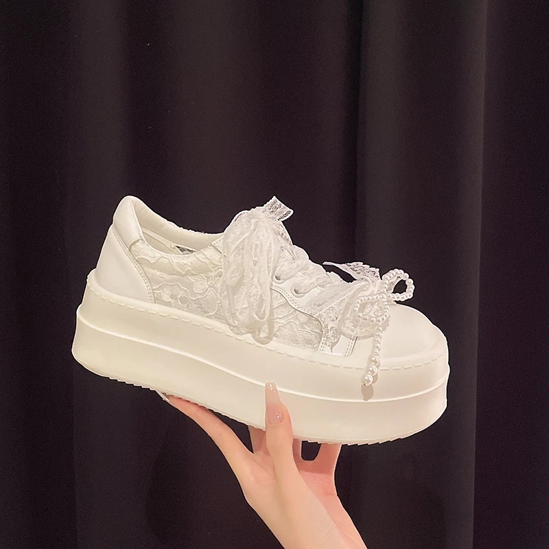 

Модные женские туфли на толстой подошве с круглым носком, на шнуровке, с бисером, многофункциональные, удобные, противоскользящие, дышащие, для спорта и повседневной носки.