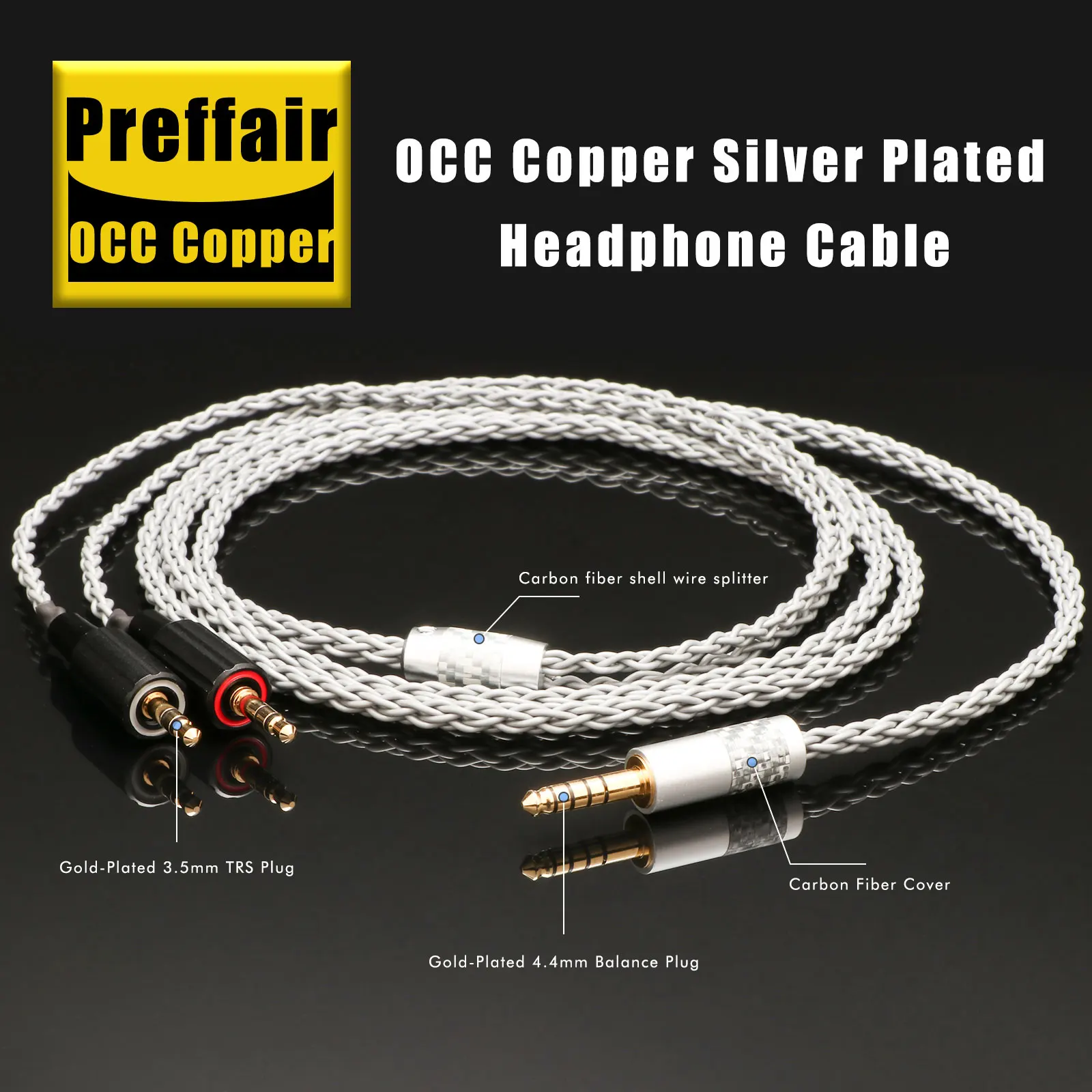 Cable de extensión para auriculares Preffair E541 de 8 núcleos y 6N chapado en plata, cable adaptador de audio compatible con Sony MDR-Z7M2 MDR-Z7 MDR-Z1R