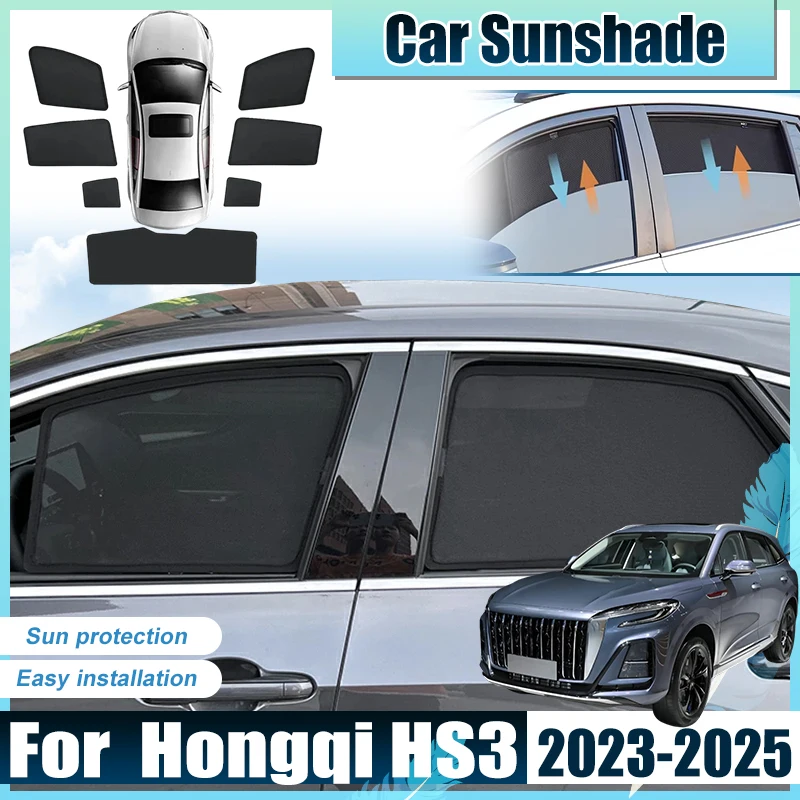 

For Hongqi HS3 Accessories IKCO Safir R7 2023 2024 2025 Car Window Sun Shades Covers Net light Shield Baffle Screen UV Protector