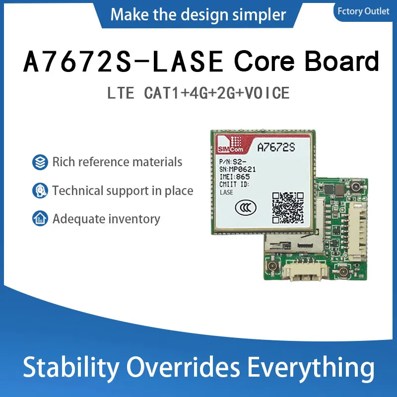 

SIMcom A7672S-LASE CAT1 Core Board , support Data+voice 1pcs