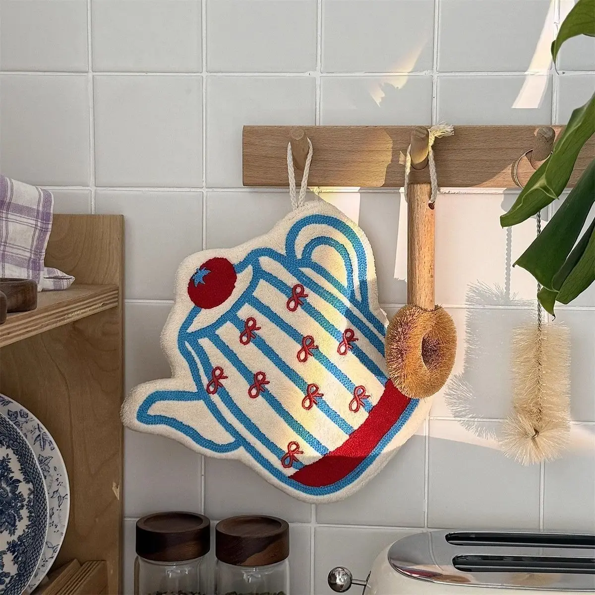 Creative Teapot Glove Hand Towel Cute Kitchen Absorbent Thick Towel Handkerchief Soft Absorbent No Lint