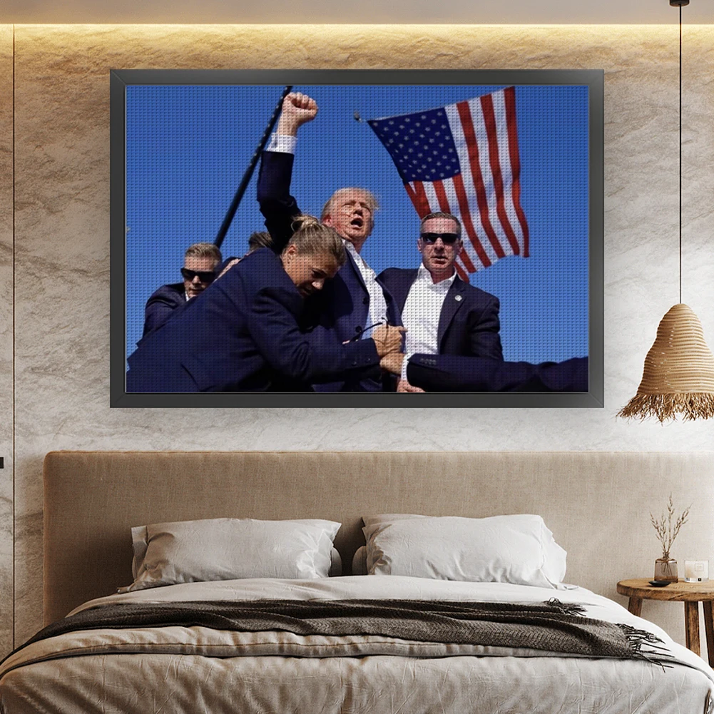 Punto de cruz Trump bordado completo hilo de algodón ecológico 11CT impresión ataque en punto de cruz Trump 60x40cm para decoración del hogar del dormitorio