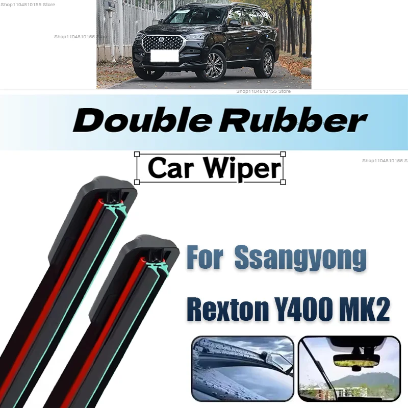 

2PCS Car Wiper for Ssangyong Rexton Y400 MK2 2018-2023 Front Windshield Windscreen Wiper Blade Rubber Accessories 2022 2023