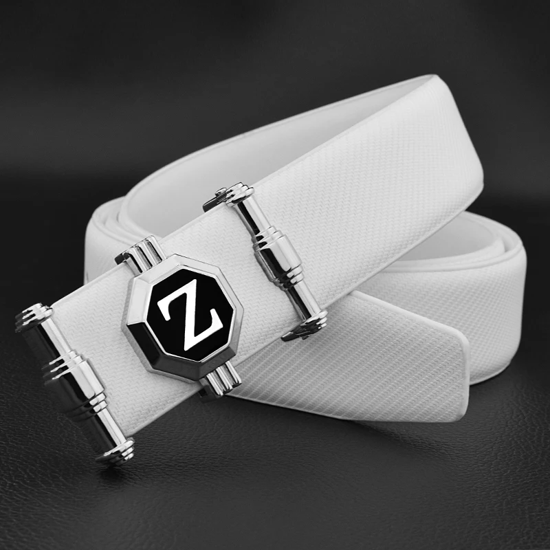 

High Quality Personality Z Letter Men's Fashion Leather Designer Belt Young Students Luxury Famous Brand White Ceinture Homme